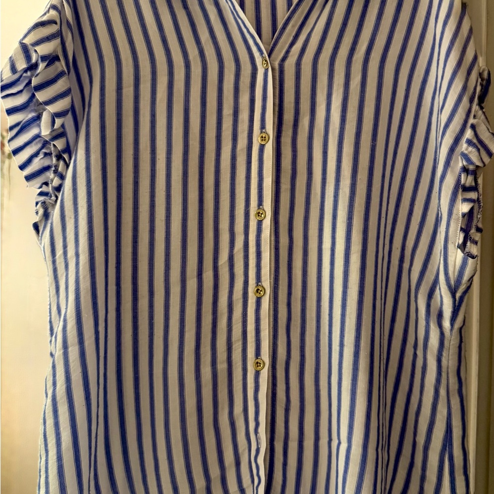 Lilly Pulitzer Leighton Blue and White Striped Shirt